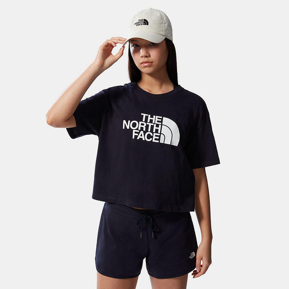 The North Face Easy Cropped Γυναικεια T Shirt - Σκουρο Μπλε (ESQR37069)